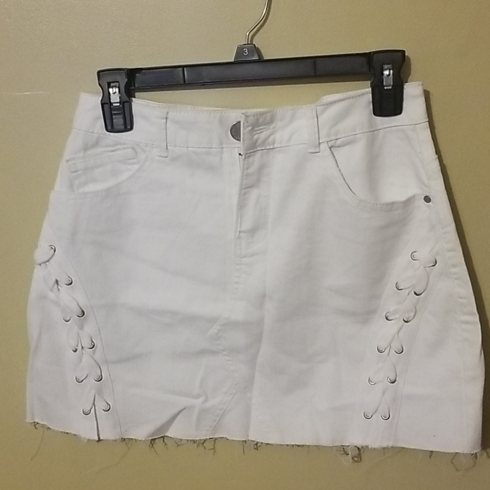 White mini skirt
